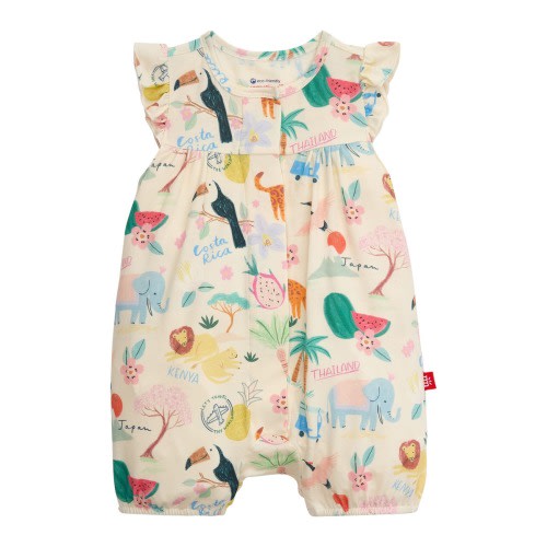 Wanderlust Ruffle Bubble Romper, 9-12M