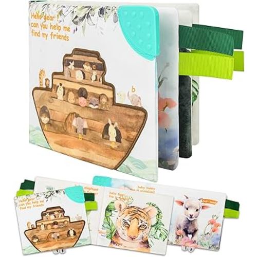 Soft Book, Soft Baby Book with Touch and Feel Pages, Cute Sensory Book for Babies 0-12 Months with Textured Animals,Toddlers Infant Kids Teething Toys Activity Early Education Toys