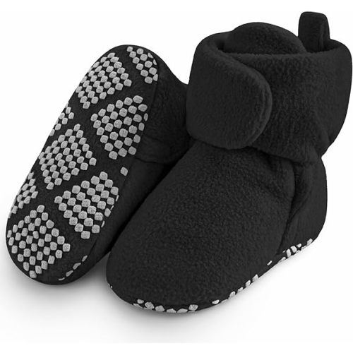 Pro Goleem Fleece Baby Booties, Warm Cozy Baby Slippers, Stay On Sock Shoes, Easy to Put on, Unisex Baby Gifts, Soft Non-Slip Adjustable Newborn Boots for Boys and Girls
