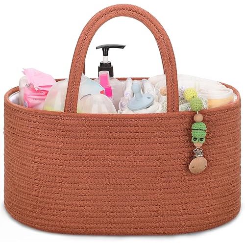 COMSE Baby Diaper Caddy Organizer, Car Caddy, Diaper Change Organizer, Gift Baskets Empty, Portable Tote Bag with Divider, Baby Shower Gifts Newborn Essentials Registry Must Have, Autumn Glaze