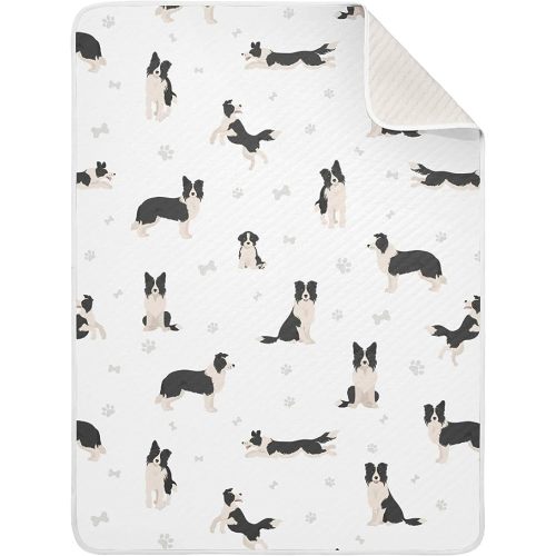 Ollabaky Dogs Border Collie Baby Blanket for Boys Girls Cotton Throw Blanket Swaddle Blanket for Crib Stroller Nursery Receiving Blanket Infant Toddler Unisex 30"x40"