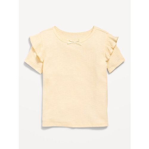 Fitted Ruffle-Trim Rib-Knit Top for Toddler Girls