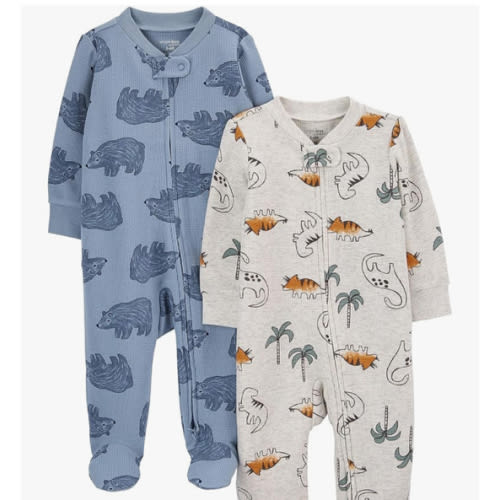 Simple Joys by Carter's Baby Boys' 2-Pack 2-Way Zip Cotton Footed Sleep and Play