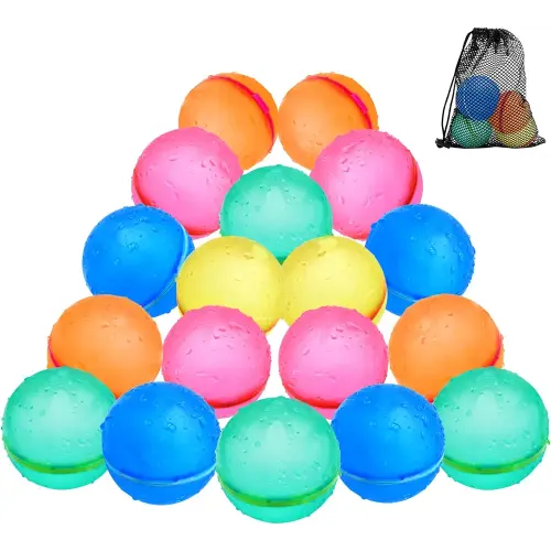 SOPPYCID Reusable Water Bomb Balloons, Latex-Free Silicone Water Ball with Mesh Bag, Self-Sealing Water Bomb for Kids Adults Outdoor Activities Water Games Toy Summer Fun Party Supplies (18Pcs)