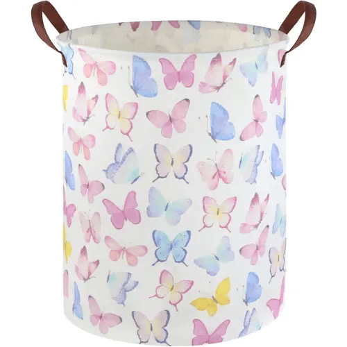 Butterfly Laundry Basket Girls Hamper,Baby Nursery Clothes Hamper,Foldable Waterproof Large Storage Baskets for Girls Bedroom,Butterfly Room Decor,Gift Baskets(Colorful butterfly)