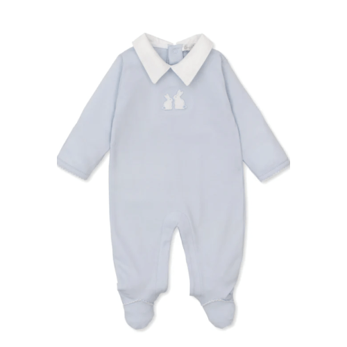 Pique Bunny Bash Blue Collar Footie (9-12 Month)