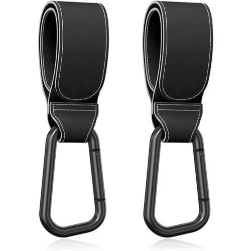 Baby Stroller Hooks for Hanging Bags, Universal Stroller Clips Accessories, Mommy Hook for Diaper Bag, Shopping Cart, Purse, Backpack - 2 Pack, Black