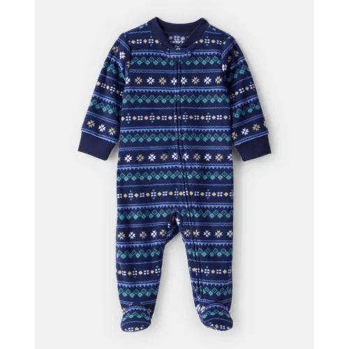 Baby Boy Fair Isle Fleece Long-Sleeve Loose Fit Sleep & Play Pajamas | Carter's