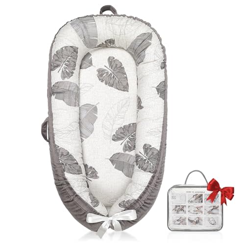 Baby Lounger | Organic Cotton Infant Lounger | Reversible, Adjustable & Portable Floor Lounger | Soft, Breathable, Washable Cover