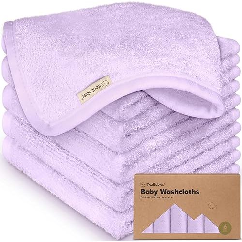 6-Pack Baby Washcloths - Soft Viscose from Bamboo Washcloth, Baby Wash Cloths for Newborn, Kids, Bath Baby Towels, Face Towel, Face Cloths for Washing Face (Soft Lilac)
