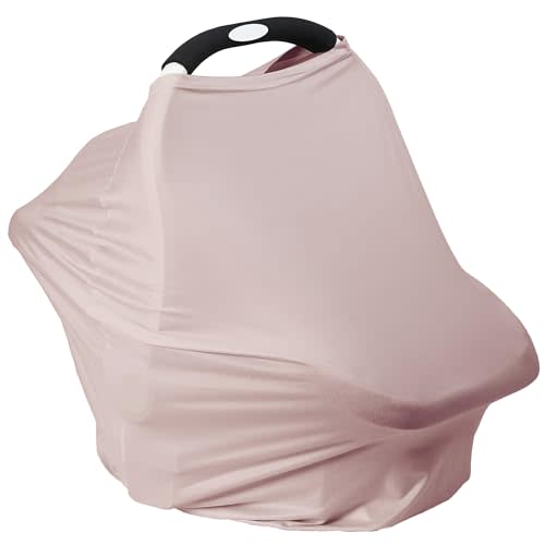 Breathable Car Seat Cover for Babies – Multi-Purpose Soft Rayon Nursing Cover for Breastfeeding, High Stretchy Infant Carseat Canopy, Stroller Cover (Smooth Rayon, Warm Natural)