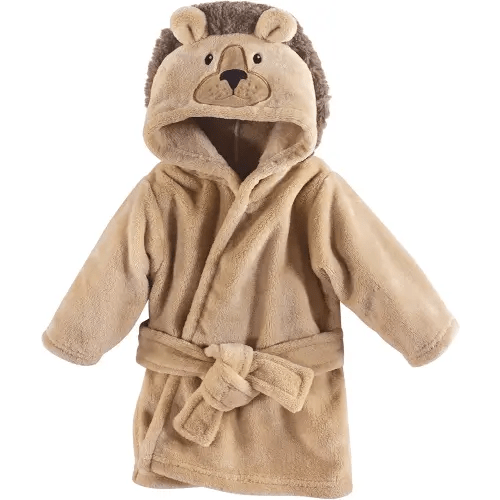 Hudson Baby Unisex Baby Plush Animal Face Bathrobe, Lion, 0-9 Months