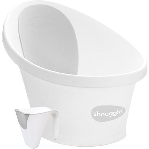 Shnuggle Baby Bath & Rinse Jug Set | White/Grey - 6–12+ months