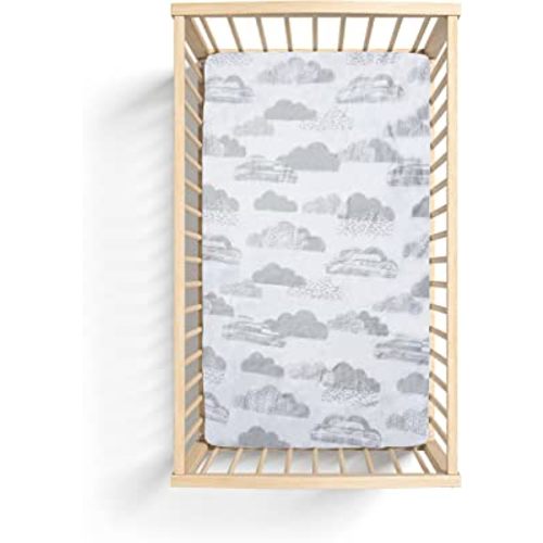 100% Cotton Jersey Cribsheet Standard Size, Grey Clouds