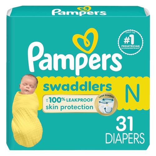 Pampers Baby Diapers - Swaddlers - Size 0, 31 Count, Ultra Absorbent Disposable Newborn Diaper