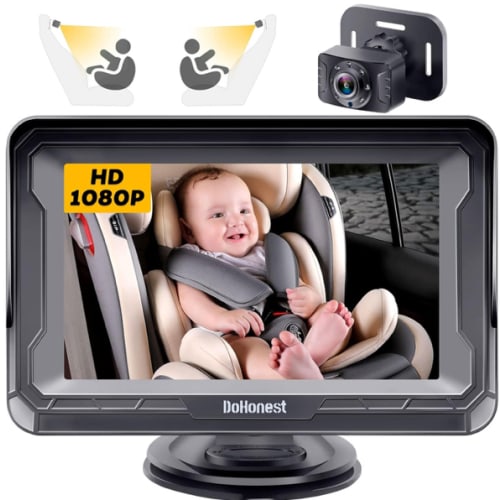 DoHonest Baby Car Camera HD 1080P - Rear-Facing Car Baby Monitor with Night Vision, Adjustable View Angle, Easy Setup, Anti-Glare Display, Safety for Kids & Infants