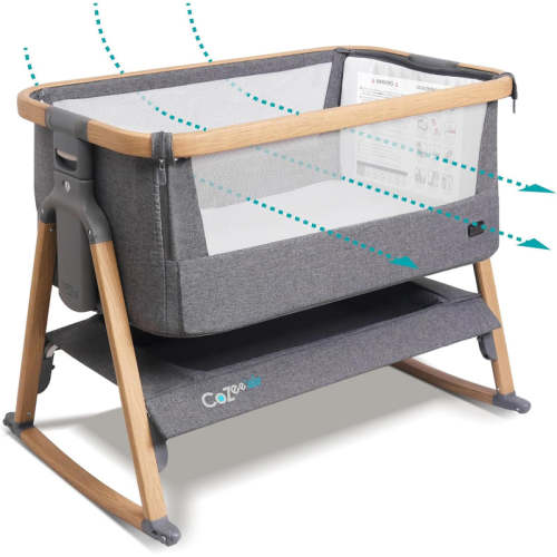 Tutti Bambini CoZee Air Bedside Bassinet, Oak/Charcoal
