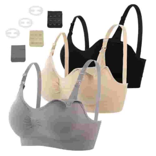 luopital 3Pcs Nursing Bra for Breastfeeding Comfortable Maternity Bras for Womens, Seamless Wireless Bras Women Sleep Bralette (M)