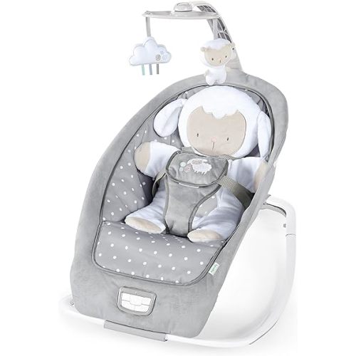 Ingenuity 2-in-1 Lightweight Infant to Toddler Rocker and Baby Bouncer - Tummy Time Mat, Vibrations & Sounds, 0-30 Months Up to 40 lbs (Cuddle Lamb)