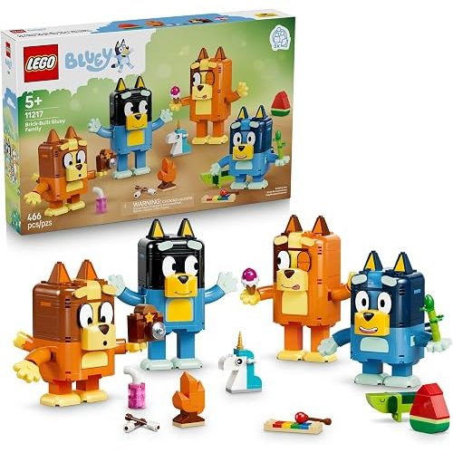 LEGO Bluey Brick-Built Bluey Family - Building Toy for Girls & Boys, Ages 5+ - Figures for Play or Display - Kids Bedroom or Desk Decor - Gift for Birthdays - 11217