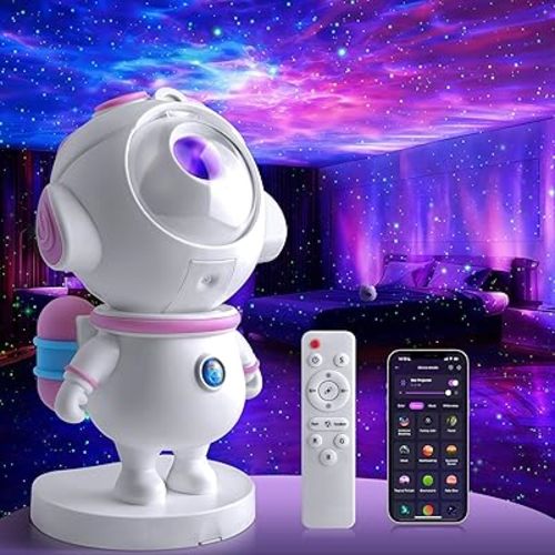 Star Projector Galaxy Night Light Projector,Astronaut Space Projector Starry Nebula Ceiling LED Lamp Light Projector Show for Party Bedroom Gaming Room Decor Aesthetic,Girls Boys Christmas Gift (Pink)