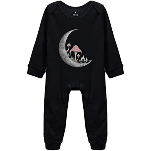 Mushroom Moon Baby Bodysuit -Newborn Infant Baby Bodysuit Long Sleeve 0-24 Months White