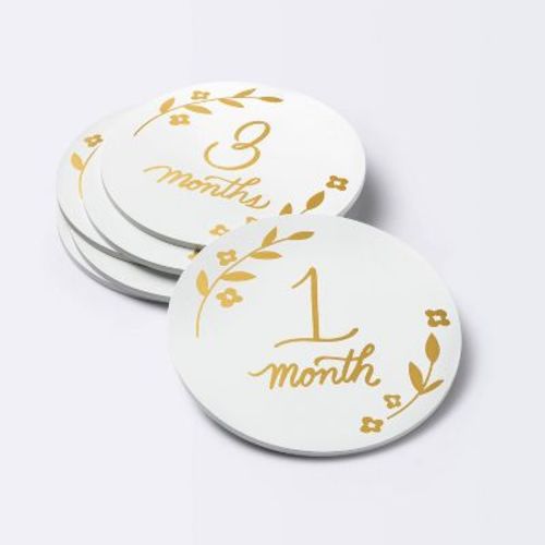 Round Monthly Milestone Cards - Luxe White And Gold - Cloud Island™