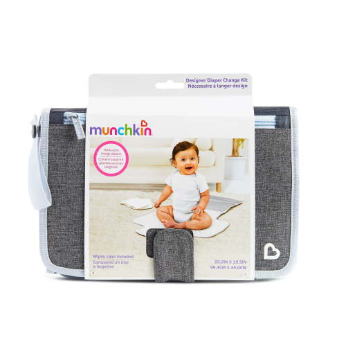 Munchkin® Go Change™ Portable Diaper Changing Kit with Changing Pad and Wipes Case, Gray, Unisex