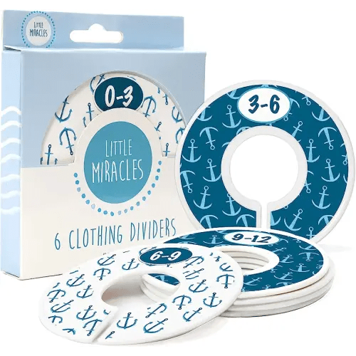 Baby Closet Size Dividers - Nautical Nursery Closet Dividers for Baby Clothes - Dividers by Month for Baby Boy Nursery Decor - Baby Closet Dividers for Clothing Racks - [Nautical]