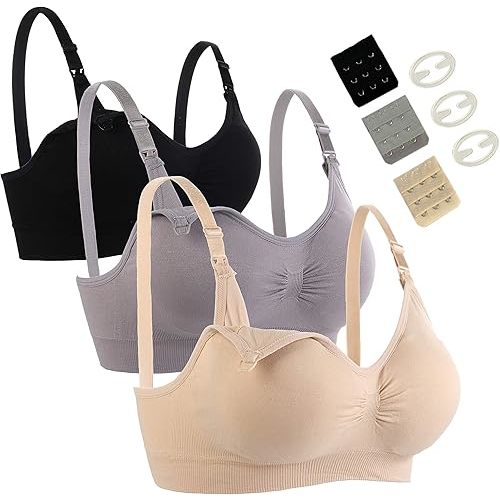 Seitop 3 Pack Nursing Bra for Woman, Seamless Breastfeeding Bras