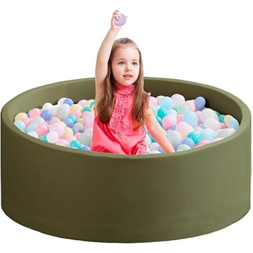 Ball Pit for Toddlers 35.43''x11.81 Baby Ball Pits Soft Memory Foam Ball Pit Round Kids Ball Pit Indoor Game Kids Play Ball Pool Ideal Gift for Girls and Boys (Sage Green, NO Balls)