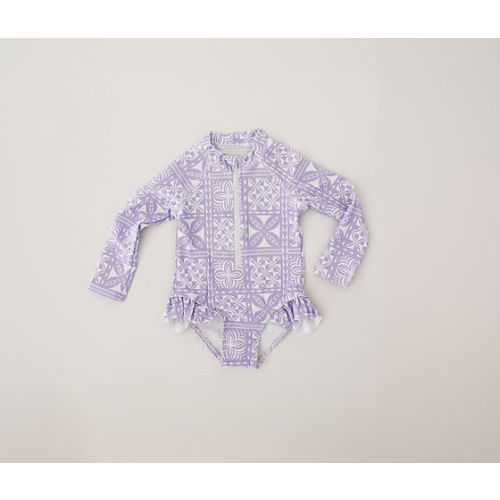 One Piece Long Sleeve Swimsuit- Lilac | islandpepe