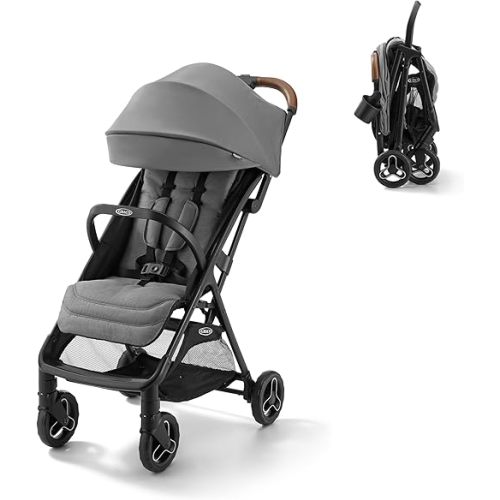 Graco Ready2Jet Compact Stroller – Overhead Friendly Compact Travel Stroller with Automatic Fold, Kingston