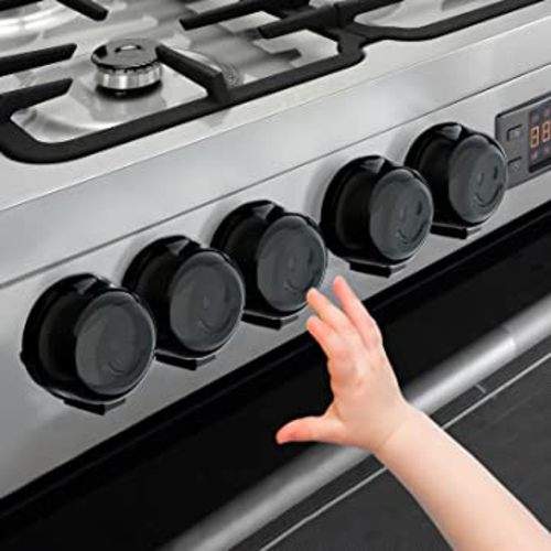 Stove Knob Covers for Child Safety - 5 Pack - Black