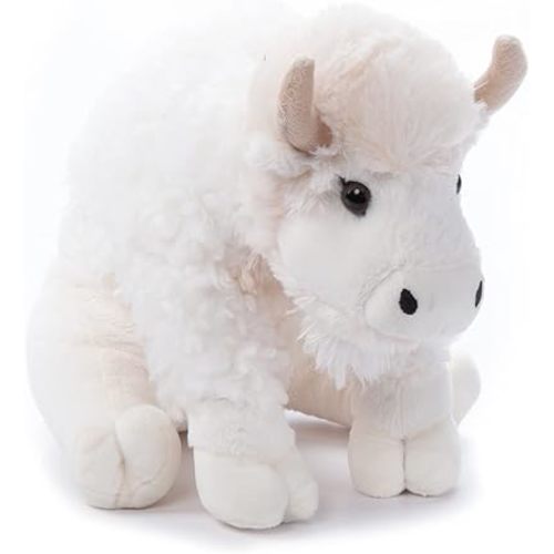The Petting Zoo Bison Stuffed Animal Plushie, Gifts for Kids, Wild Onez Wildlife Animals, White Bison Plush Toy, 12 inches