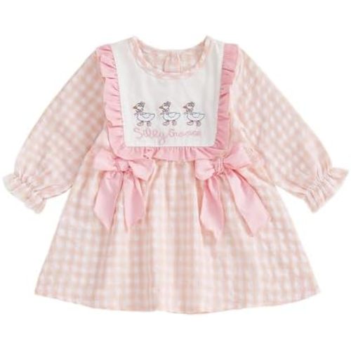 Toddler Baby Girl Fall Outfits Cake Embroidery Smocked Dress Long Sleeve Birthday Girl Dress Cute Smash Cake Clothes