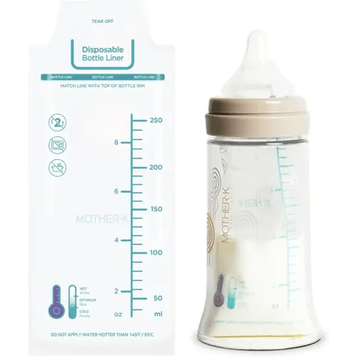 MOTHER-K Disposable Baby Bottle Liner, Must-Have Baby Travel Essentials, BPA Free (8oz, 100pcs)