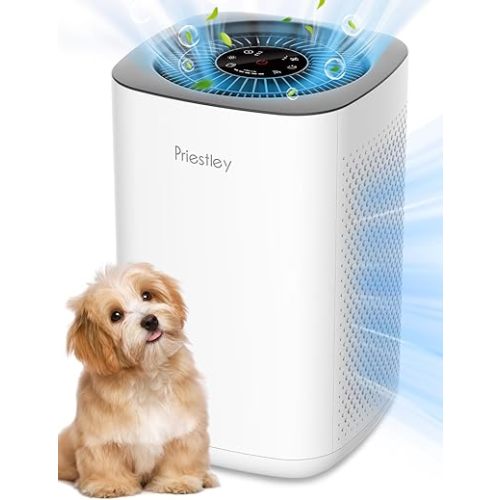 Priestley Air Purifier for Bedroom, Home, Dorm Up to 1100Ft², Smart WiFi and Timers, 3-in-1 Air Filter with HEPA Sleep Mode, Remove Dust Smoke Pollutants Odor Pet Dander