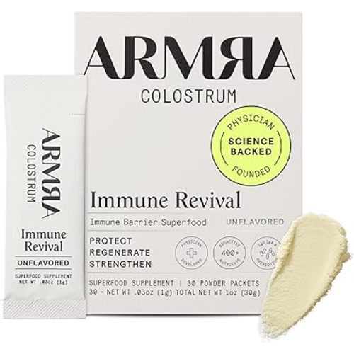 ARMRA Colostrum™ Premium Powder, Grass Fed, Gut Health Bloating Immunity Skin & Hair, Contains 400+ Bioactive Nutrients, Potent Bioavailable, Keto, Gluten & Fat Free (Unflavored | 30 Servings)