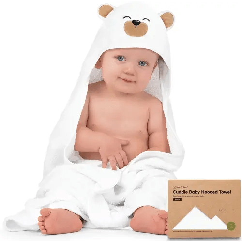 KeaBabies Baby Hooded Towel - Viscose from Bamboo Baby Towel Organic Bamboo Towel, Infant Towels, Large Hooded Towel, Baby Bath Towel with Hood for Girls, Babies, Newborn Boys, Toddler(Grizzly)