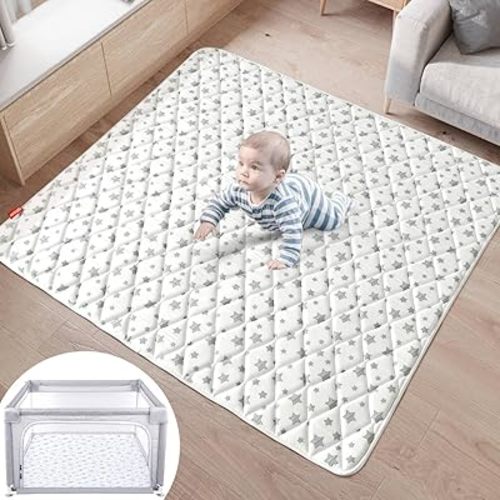 Premium Foam Baby Play Mat, 50''x50'' Playpen Mat, One-Piece Crawling Mat Non Slip Cushioned Mats for Babies, Infant and Toddler, Baby Floor Play Mat