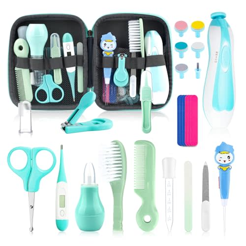 Baby Grooming Kit for Boys Girls Safety Newborn Nursery Essentials Grooming Set Gift for First-time Parents, Green 26 in 1