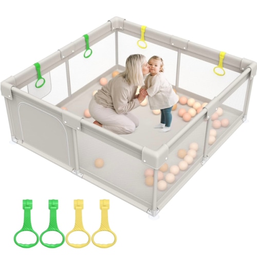 ZEEBABA Baby Playpen, Playpen for Babies(59x59x27inch), Kids Safe Play Center for Babies and Toddlers, Baby Play Pen Fence Gives Mommy a Break