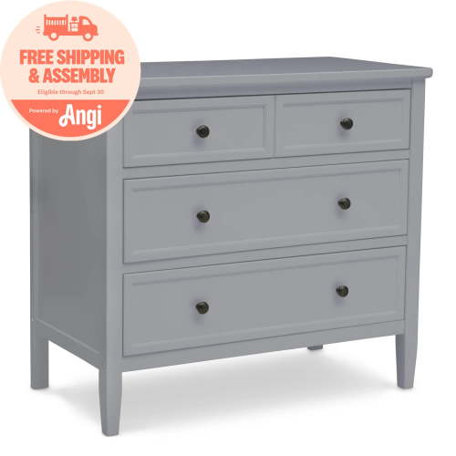 Delta Children Epic 3 Drawer Dresser with Interlocking Drawers - Greenguard Gold Certified, Grey