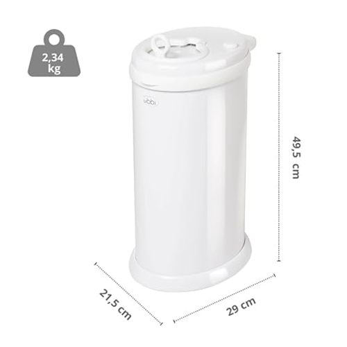 Ubbi Steel Diaper Pail, Odor Locking, No Special Bag Required, Award-Winning, Registry Must-Have, White