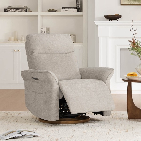 Vinca Power Swivel Nursery Glider Recliner with Power Lumbar & Headrest