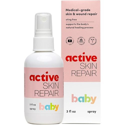 Active Skin Repair Natural, Non-Toxic, No Sting Baby Spray First Aid Safe For Use on Diaper Rash, Baby Acne, Eczema, Cuts, Wounds, Scrapes, and Other Skin Irritations (3 oz. Spray)