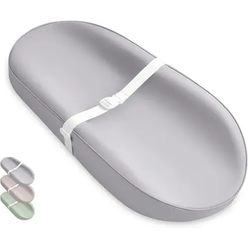 Blissful Diary Vegan Leather Baby Changing Pad with Waterproof & Wipe-Clean PU Cover, Avocado Size Cozy Diaper Changing Pad for Dresser and Table, Light Gray