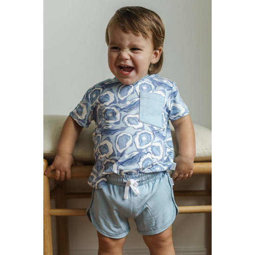 Blue Oyster Bamboo Varsity Short Set - T-shirt & Shorts