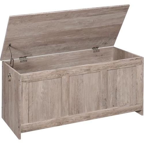 HOOBRO Storage Bench, 39.3" Retro Wooden Storage Chest, Wooden Storage Trunk, Toy Chest with Lift Top, Multifunctional Entryway Organizer, for Entryway, Living Room, Greige BG141CW01